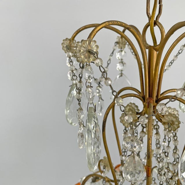 Italian Art Nouveau Chandelier in Pink and Clear Glass and Brass, 1890s For Sale - Image 11 of 18