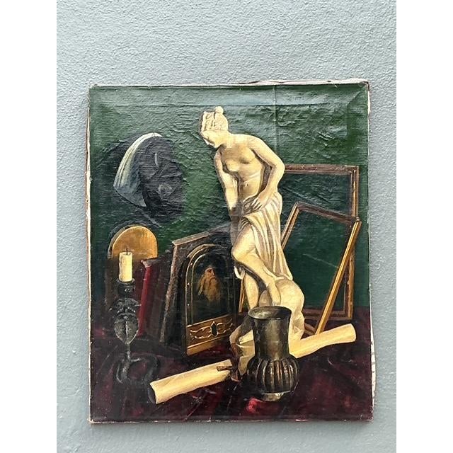 Burgundy Vintage Original Still Life Oil Painting on Canvas For Sale - Image 8 of 12