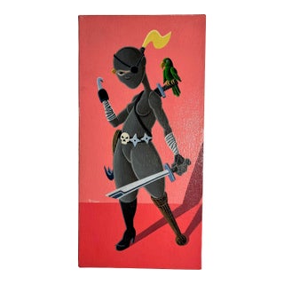 Original Acrylic on Canvas Painting by California Artist Tezber Signed 12" X 6" For Sale