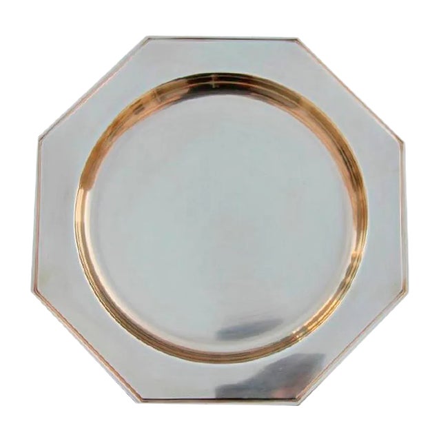 Italian Solid Brass Hexagonal Tray, 1970s For Sale