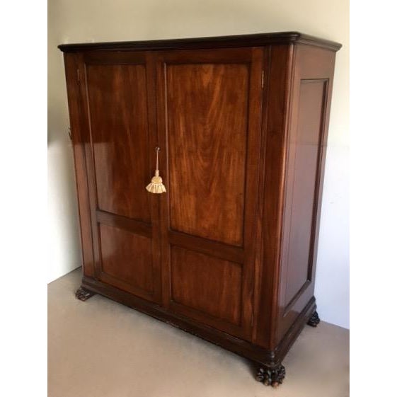 19th Century English Victorian Walnut Wardrobe In A Louis Philippe