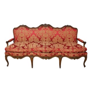 Antique French Louis XV Style Walnut Carved Sofa For Sale