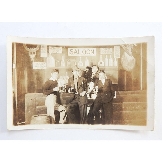 American Early 20th Century Saloon Group Photograph RPPC For Sale - Image 3 of 3