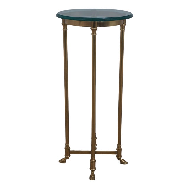 Labarge Brass & Glass Pedestal Table Stand For Sale