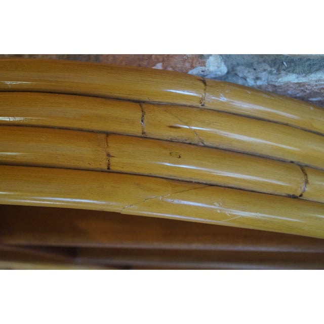 Wood Mid 20th Century Paul Frankl Style Round Rattan Wall Shelf For Sale - Image 7 of 9