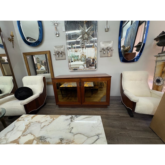 Brown 1960s Italian Modern Credenza With Mirrored Doors For Sale - Image 8 of 13