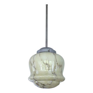 Art Deco Pendant Light in Marble Glass, 1930s For Sale