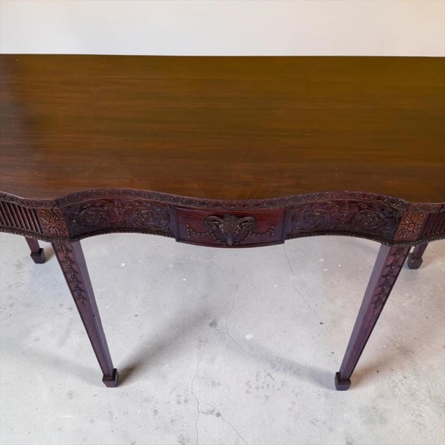 1940s Italian Neoclassical Style Carved Mahogany W/ Ram Sideboard or Console Table For Sale - Image 5 of 12