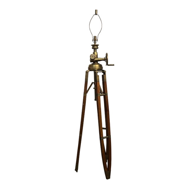 Large Tripod Surveyors Floor Lamp For Sale