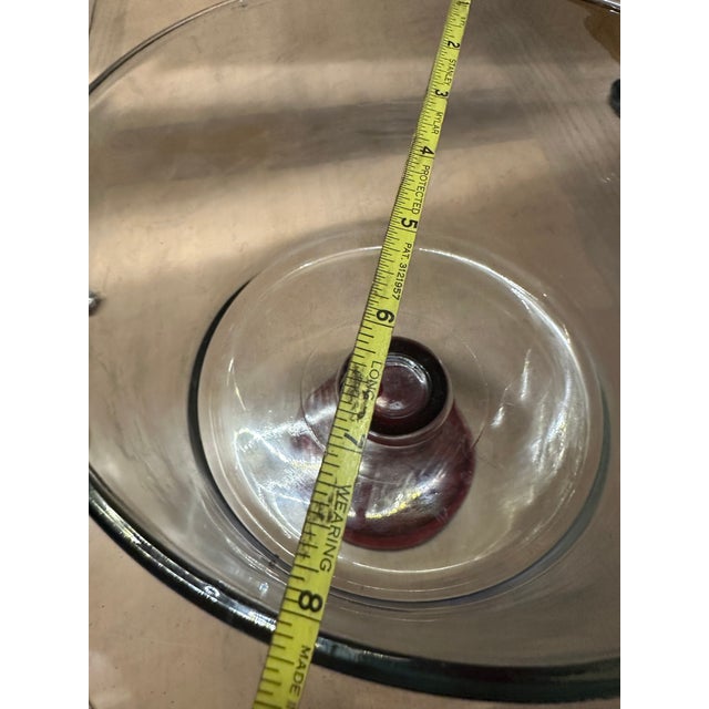 Mid-Century Modern Mid Century Modern Vintage Med Punch Bowl Valentine’s Day Clear Glass Red For Sale - Image 3 of 5