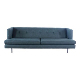 Cb2 Mid-Century Modern Style Gray Upholstered Two-Cushion Sofa For Sale