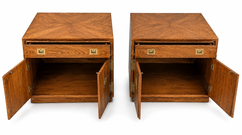 Pair of Vintage Campaign Style Nightstands / End Tables — view 2
