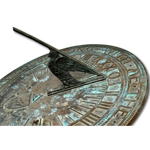 Antique Large 15 Inch Momumental Size State Seal of Massachusetts Public Location Bronze Sundial - Early 1900s For Sale - Image 9 of 18