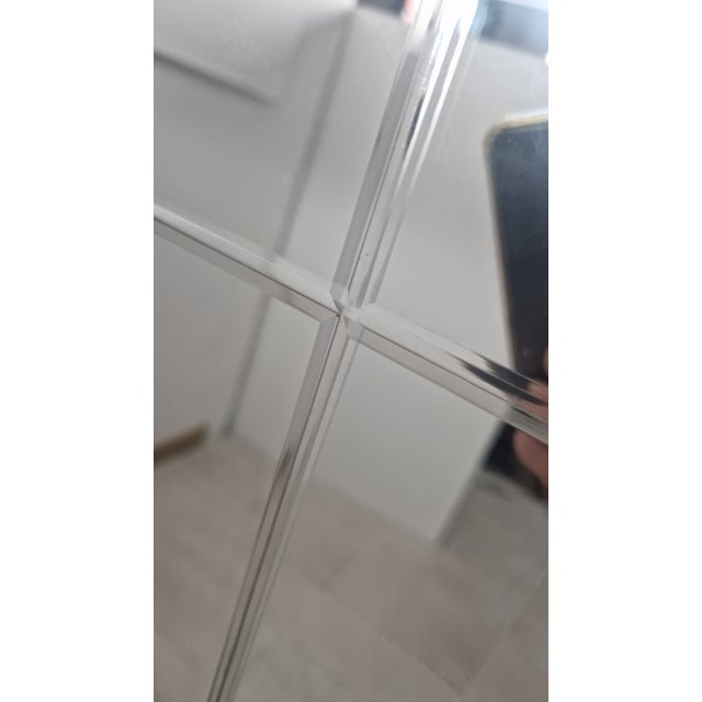 Mirror in Turin Finely Ground Grooves Wooden Structure from Cristal Art, 1970s For Sale - Image 6 of 12
