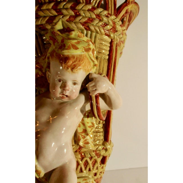 Realism 19th Century Ginori Majolica Wall Pocket For Sale - Image 3 of 10