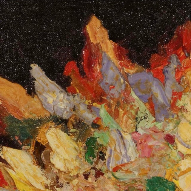 Striking MCM Abstract Still Life. Colorful Arrangement and Fabulous Impasto work. Oil Painting on Board. Painting Measures...