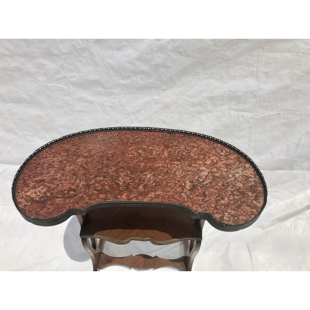 French French Marble Top Kidney Shaped Side Table For Sale - Image 3 of 6