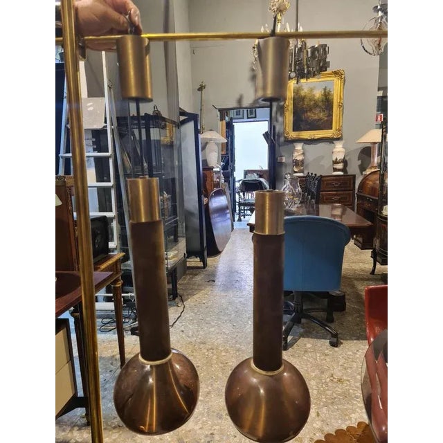 Brass & Wood Lights from Stilux, Italy, Set of 2 For Sale - Image 12 of 14