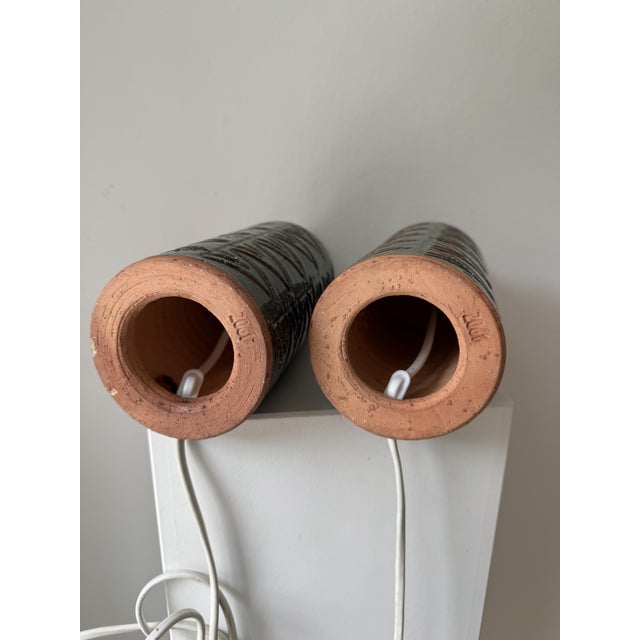 Forest Green Vintage Swedish Ceramic Table Lamp, 1960s, Set of 2 For Sale - Image 8 of 15