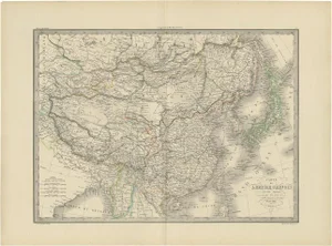 Antique Map of the Chinese Empire and Japan by Lapie, 1842
