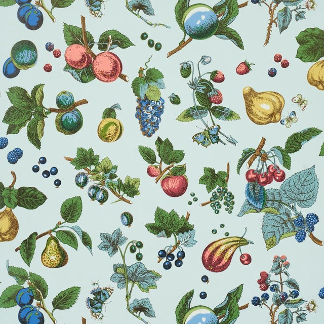 SAMPLE - Schumacher Berry Grove Wallpaper In Sky For Sale