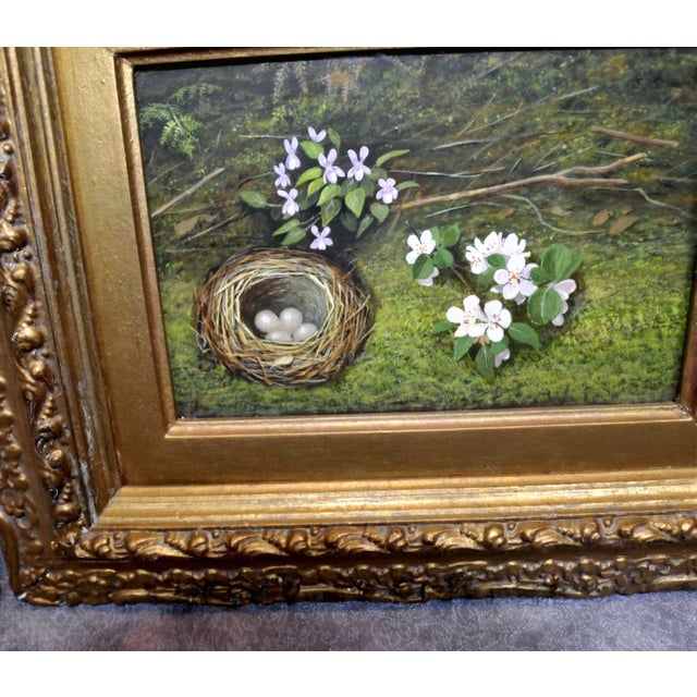 Victorian Artist, Easter Egg Nest & Spring Still Life, Oil Paintings, Set of 2 For Sale - Image 4 of 10