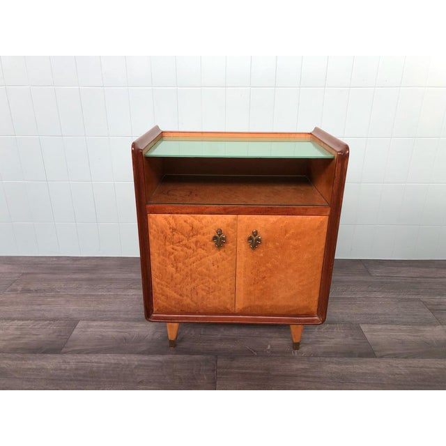 Vintage Italian Bedside Table with Green Glass Top, 1940s For Sale - Image 18 of 18