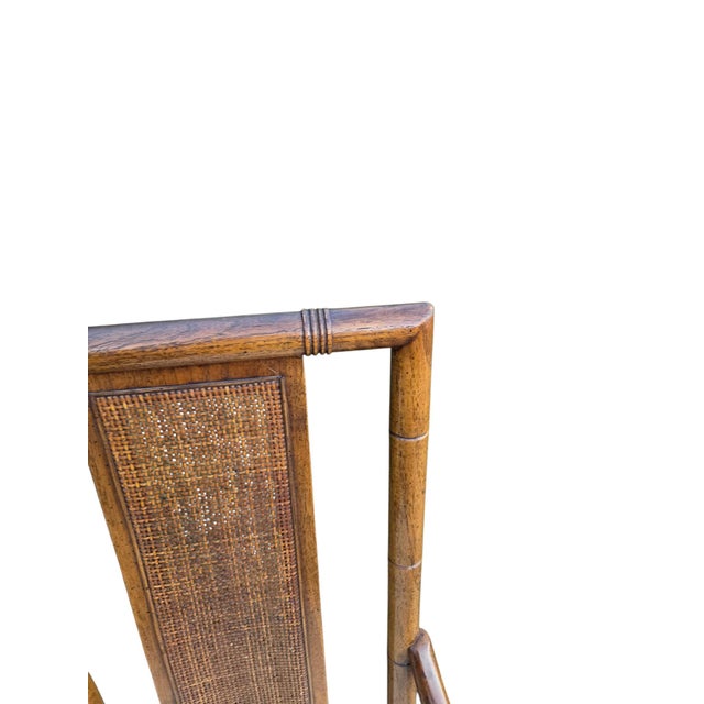 Thomasville Vintage Faux Bamboo Cane High Back Dining Armchairs Regency Pair For Sale - Image 14 of 15