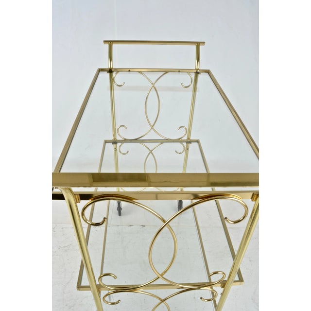 Brass Drinks Cart With Decorative Scroll Work For Sale In New York - Image 6 of 9