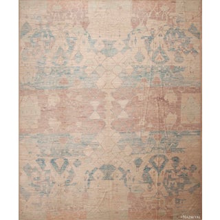 Large Soft Neutral Tribal Artistic Contemporary Modern Abrash Rug For Sale