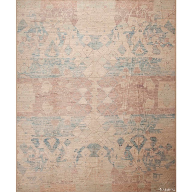 Nazmiyal Collection Large Soft Neutral Tribal Artistic Contemporary Abrash Rug For Sale