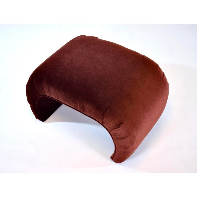 Directional Waterfall Ottoman Set, Auburn Velvet, Art Deco, Usa, 1980s For Sale - Image 9 of 10