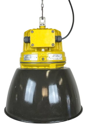Industrial Yellow Explosion Proof Lamp with Black Enameled Shade from Elektrosvit, 1990s