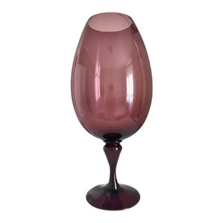 1960s MCM Bohemian Glass Czechia Vase Rare Huge Heavy For Sale