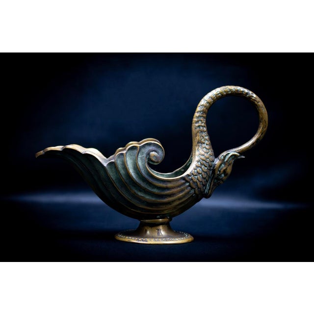 1940s Art Deco Zoomorphic Patinated Bronze Ewer with Swan Handle by Max Le Verrier, France, 1925-1935 For Sale - Image 5 of 11