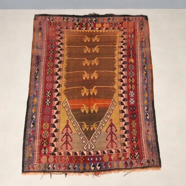Kilim Rug in Wool For Sale - Image 3 of 10