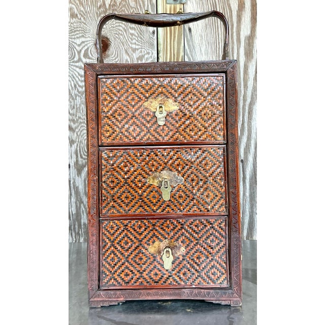 Capture rustic charm with our American-style Vintage Boho Woven Rattan Wedding Chest. Handcrafted with intricate woven...