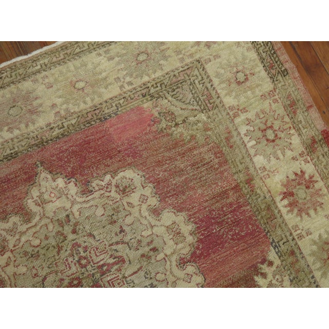 Vintage Soft Red Turkish Oushak Gallery Size Rug - 5' x 13'1" For Sale - Image 11 of 12