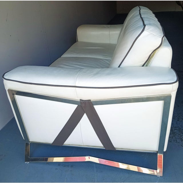 Off-white Violino Full Grain Leather Sofa For Sale - Image 8 of 10