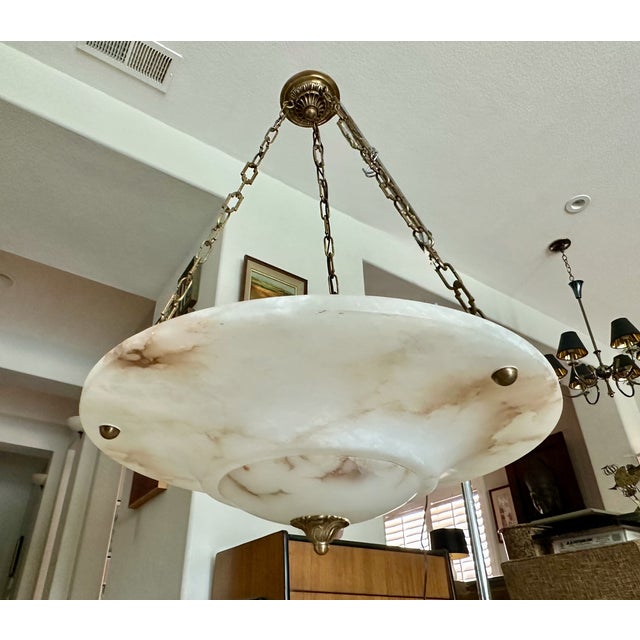 Large French Directoire Style Alabaster Chandelier Pendant Light For Sale - Image 11 of 18