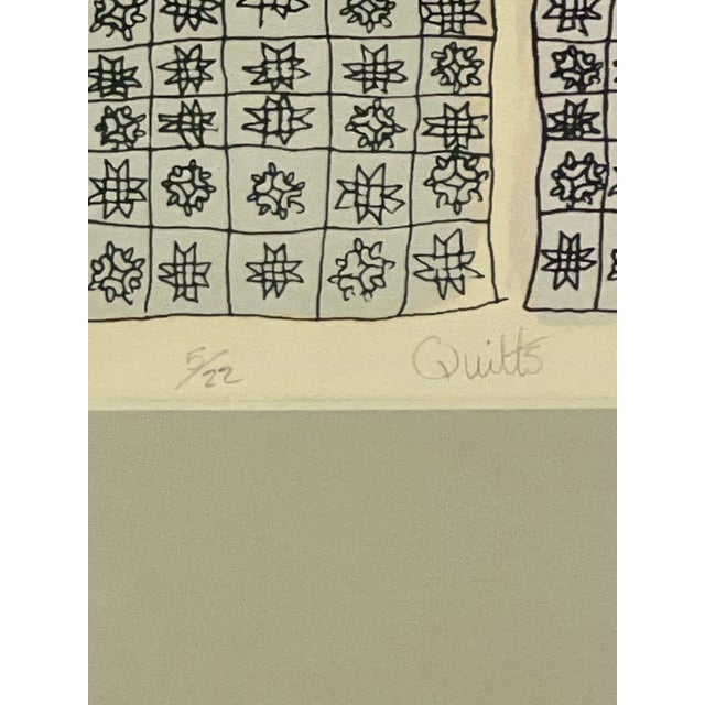 1970s Abstract Quilt Motif Print, Signed, Numbered 5/22, Framed. For Sale - Image 9 of 10