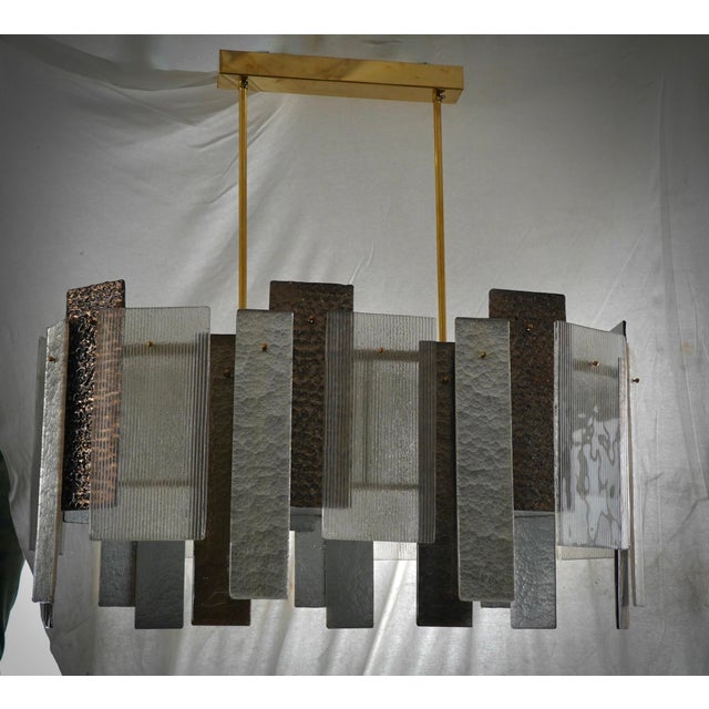 Gray Silver Art Glass and Brass Chandelier, 2000 For Sale - Image 8 of 11