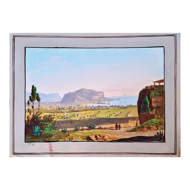 A 19th-Century Vista of Palermo and Monte Pellegrino For Sale