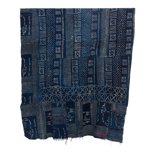 Village Griot Indigo Mud Cloth Throw For Sale