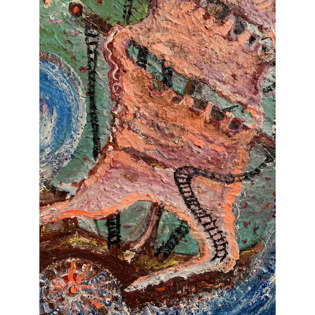 Abstract Textured Acrylic Painting on Canvas by Serg Graff, "Scarlet Sails", Seascape Coa For Sale - Image 3 of 10