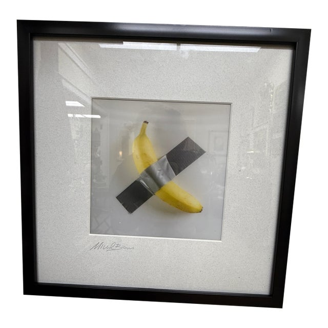 Lenticular Art of Banana Duct-Taped to Wall, Signed, Framed For Sale