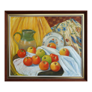 Mid-Century Modern 'Gathered Harvest' Vintage Original Swedish Still Life Oil Painting, Framed