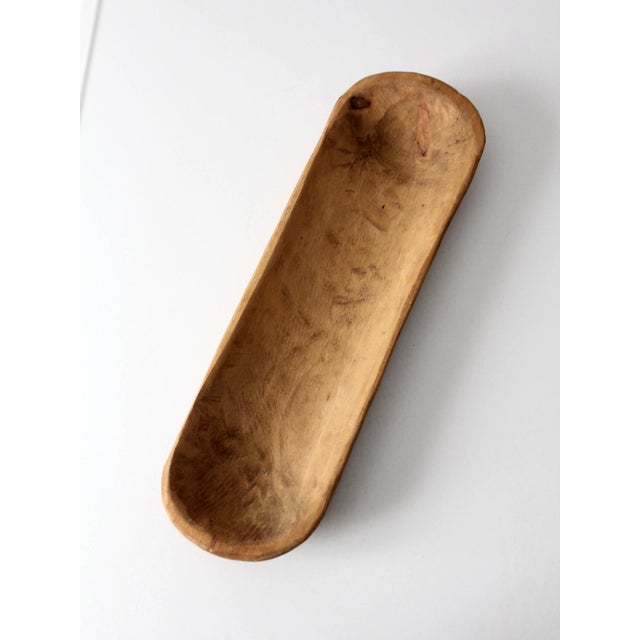 Brown Antique Hand-Carved Wooden Dough Bowl For Sale - Image 8 of 12