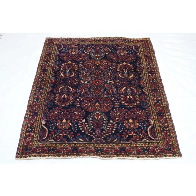 Blue Antique Sarouk Rug 3'4'' x 4'8'' For Sale - Image 8 of 10