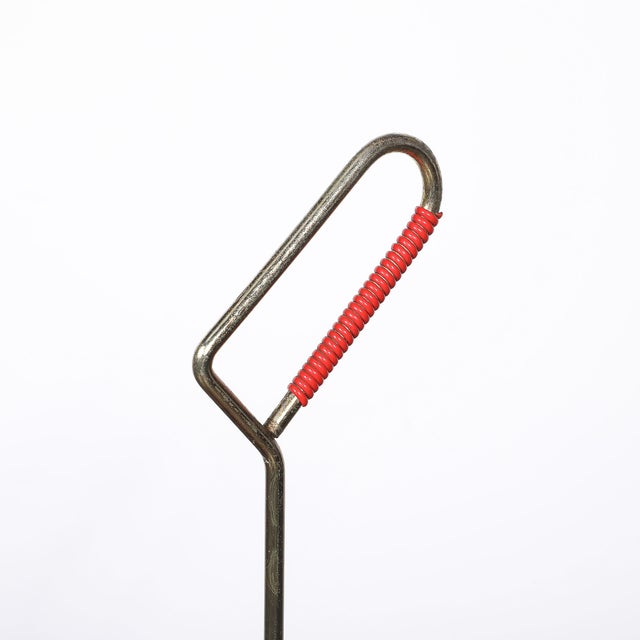 Mid-Century Modernist Sculptural Brass & Carnelian Red Enamel Umbrella Stand For Sale In New York - Image 6 of 18